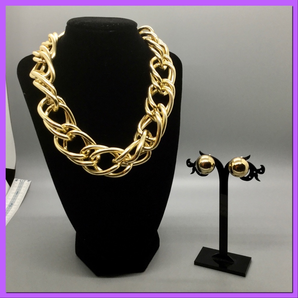 Goldtone Choker & Earrings